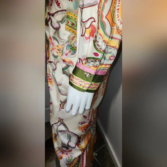 Antonio Melani Roxanne Paisley Midi Shirt Dress Tie Waist Ruching Sz 2 - Picture 6 of 12